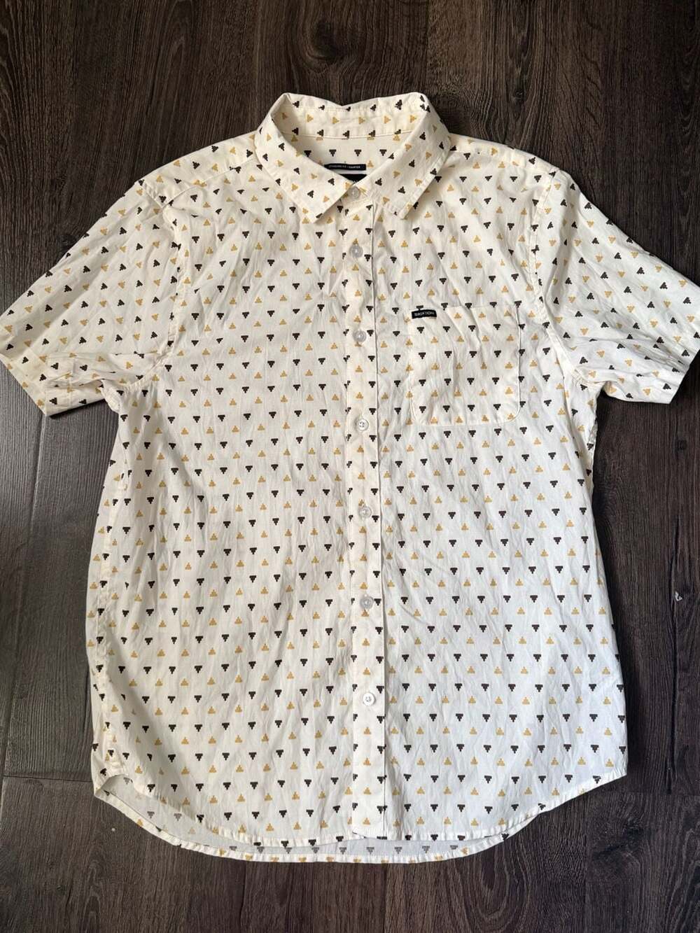 Brixton Men's Charter Print Short Sleeve Shirt Off White/Multi Diamond Tile